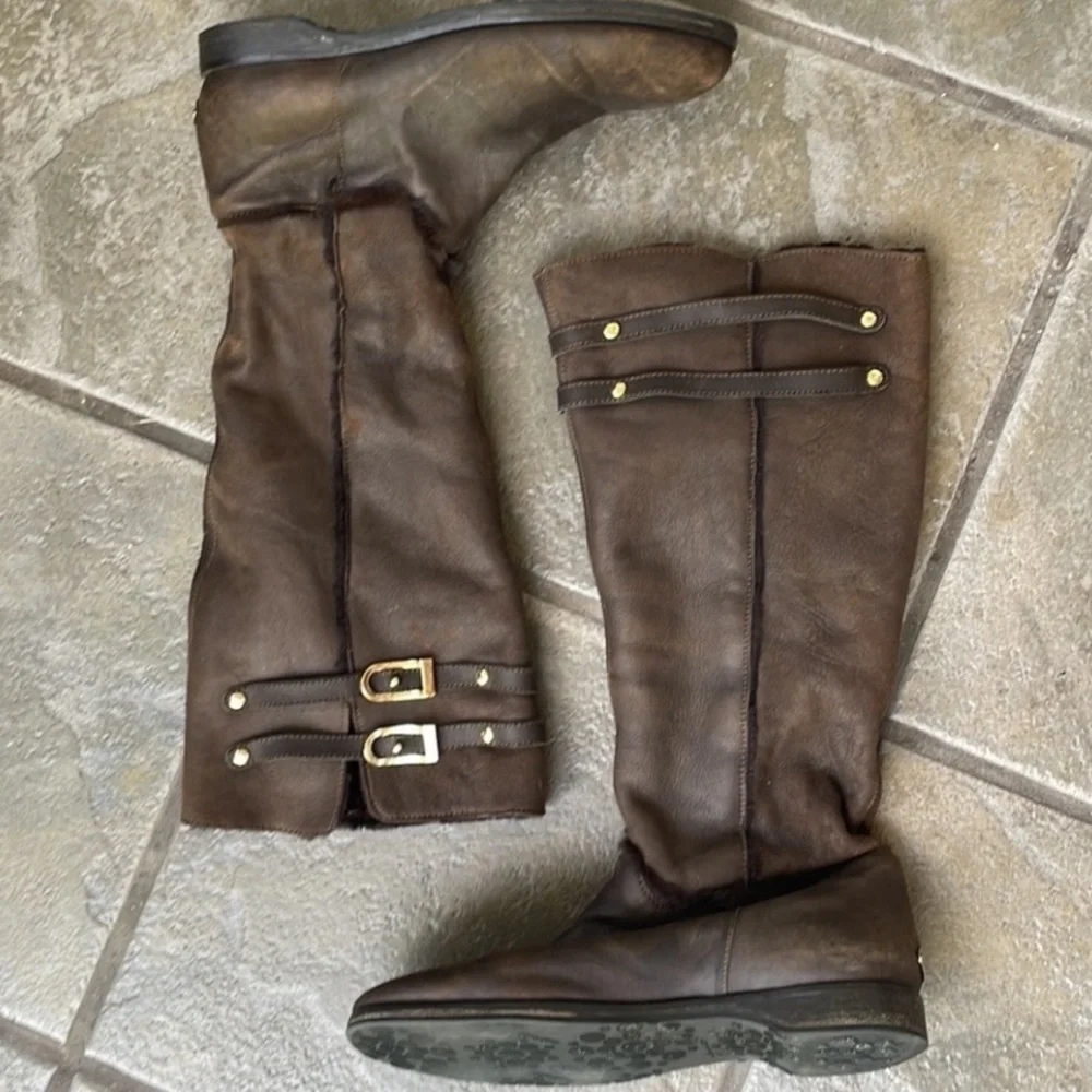 Jimmy Choo Chocolate Shearling Knee Riding Boots